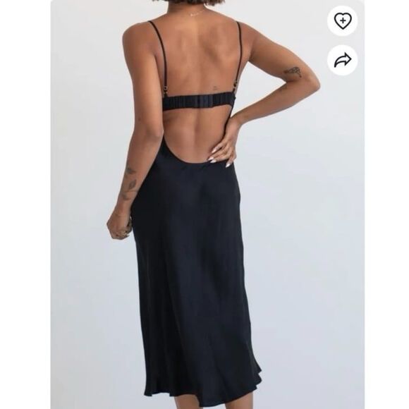 NWT Rumored Negroni Midi Slip Dress in Black Bamboo - Picture 3 of 5